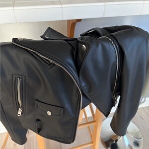 Zara Black Faux Leather Jacket with Silver Details